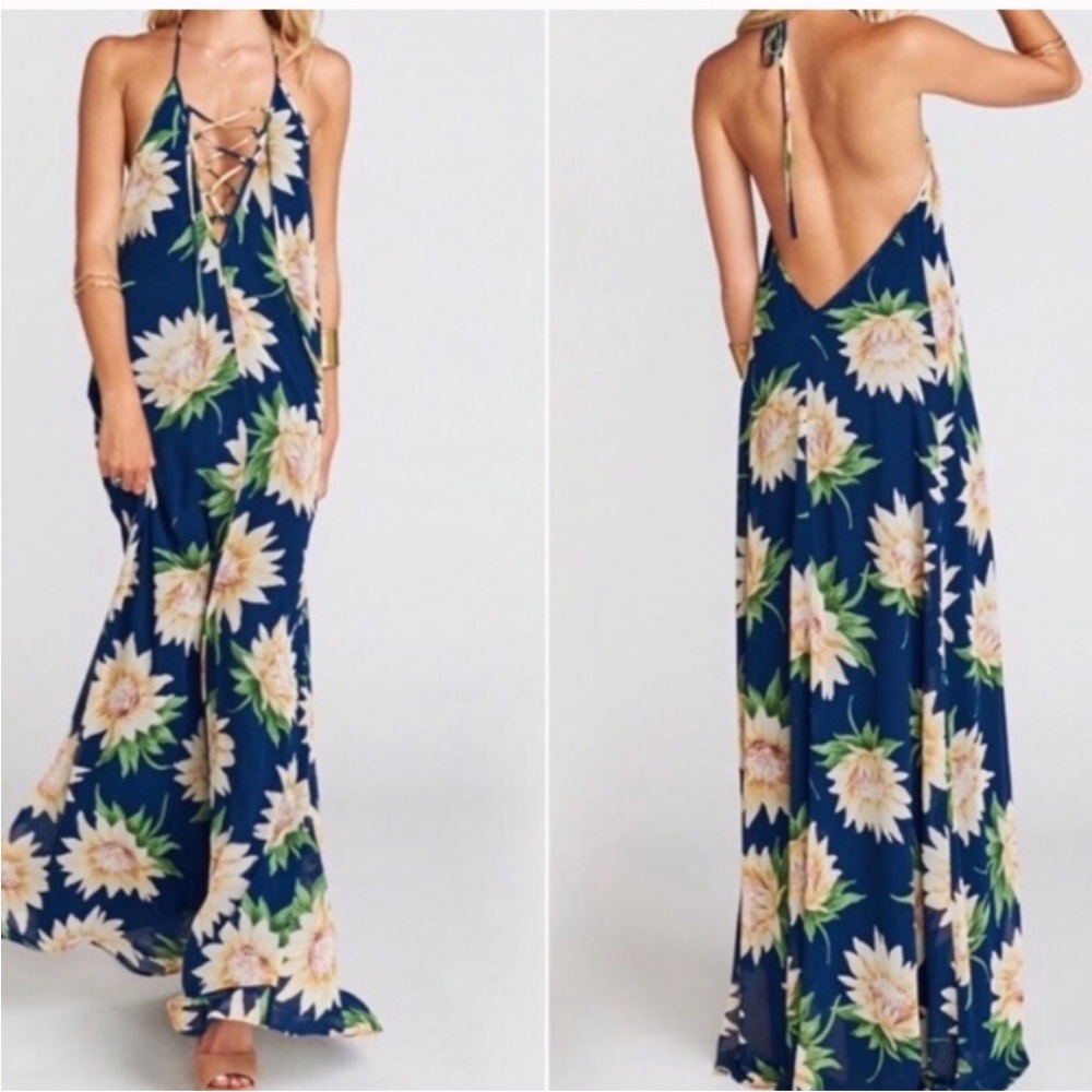 Show Me Your MuMu Logan Lace Up Maxi Dress in Sunflower Size XS